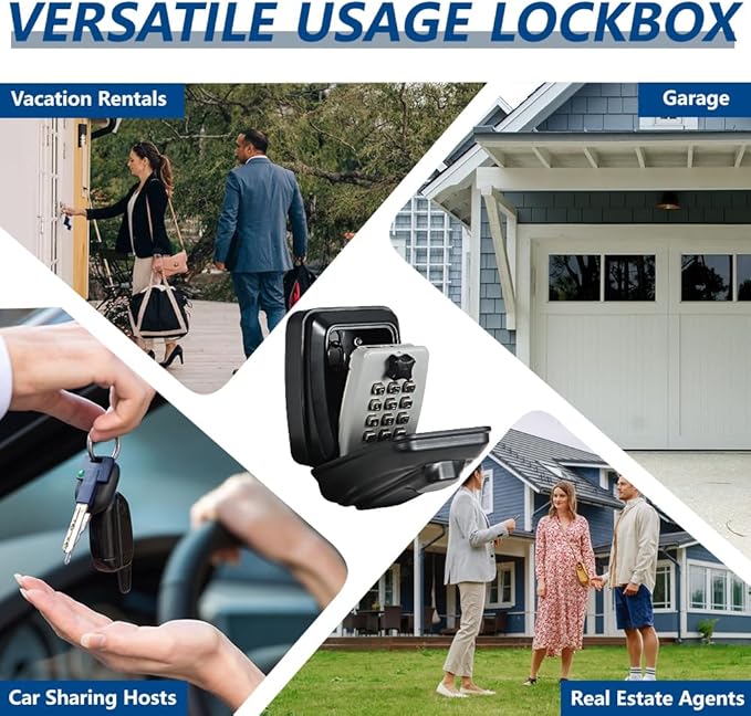 Car Window Lock Box for Turo, Portable Lockbox for Car Keys with Key Labeling Tag, Car Key Lock Box Fit for Ride Share, Turo, GetAround, Large Capacity, Protective Cover, Weather Protection