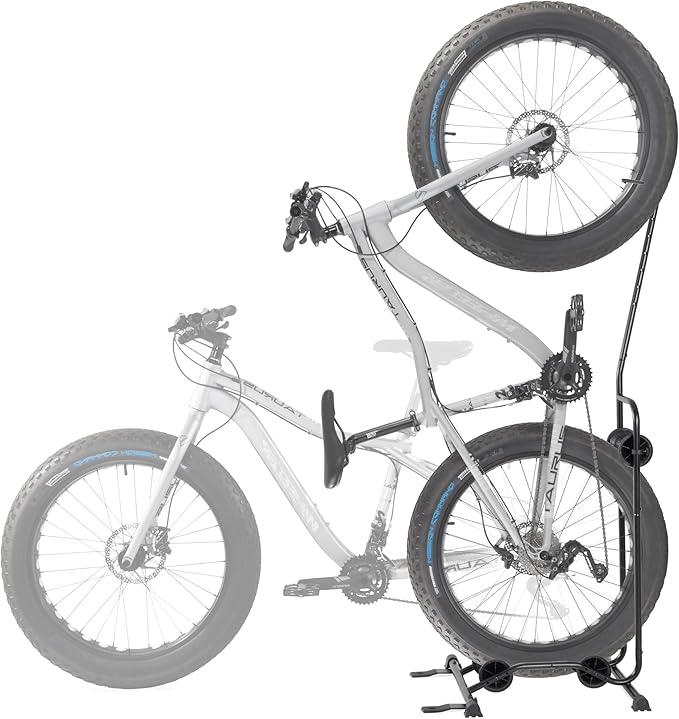 CyclingDeal Upright Bike Stand - Premium Quality Vertical & Horizontal Adjustable Bicycle Floor Parking Rack - for Storing MTB Road Bikes - up to 29” Wheel Size - for Fat Bike - 1 Bike