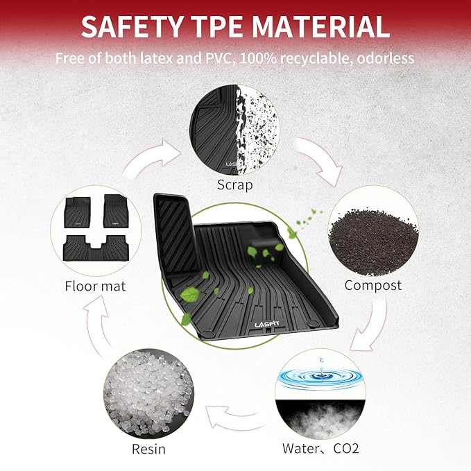 LASFIT Floor Mats Fit for Volkswagen ID.4 2025 2024 2023 2022 2021, Custom Fit TPE All Weather Waterproof Floor Liners 1st & 2nd Row Car Mats, Black