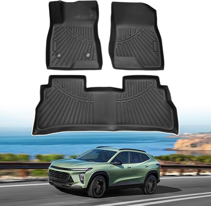 Powerty Floor Mats for 2024 2025 Chevrolet/Chevy Trax Accessories All Weather Floor Liner 3D TPE 1st & 2nd Row Floor Mat Heavy-Duty Floor Liners