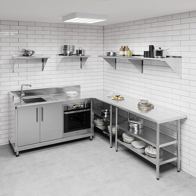 AmGood 72" Long X 18" Deep Stainless Steel Wall Shelf | NSF Certified | Appliance & Equipment Metal Shelving | Kitchen, Restaurant, Garage, Laundry, Utility Room