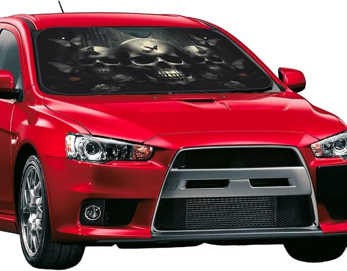 Skull Car Sun Shade Windshield Sunshade Foldable Front Window Shield Cover for Truck SUV