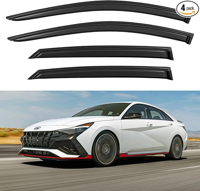 Window Visors Rain Guards Shield for 2021 2022 2023 2024 2025 Hyundai Elantra, Out-Channel Window Vent Wind Deflectors Visors Shades for 21-25 Elantra