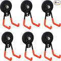 ULIBERMAGNET Heavy Duty Magnetic Garage Hooks,6 Pack Strong Large Magnet Hooks for Power Drill,Garden Tools,Hose,Pegboard,Garage, Workshop,Magnetic Storage Hook for Indoor Outdoor Hanging(Orange)