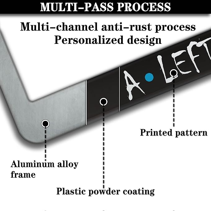 Front License Plate Bracket Black and White License Plate Frames This Car Doesn’t Have a Left Phalange Universal Aluminum Car Accessory 2 Pack with Screw Covers Set