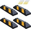 Heavy-Duty Parking Curb Wheel Stop - Driveway Vehicle Stopper for Cars, Trucks & RVs - Durable Rubber Car Barrier with Reflective Strip - Garage & Parking Lot Safety Curb Ramp (21" - 4Pack)