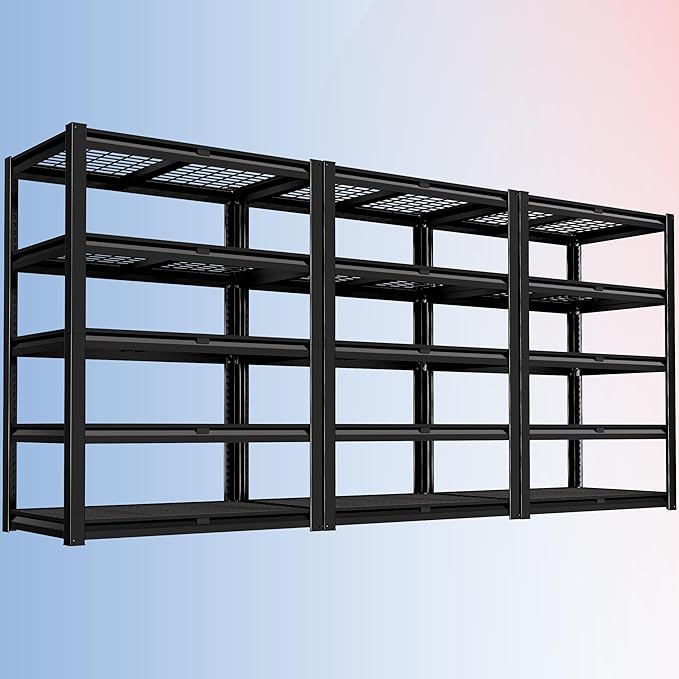 PrimeZone Heavy Duty Garage Shelving 5 Tier Heavy Duty Storage Shelves Adjustable Industrial Metal Wire Shelf Unit for Garage,Basement,Pantry,Warehouse,Commercial,36" W X 16" D X 72" H 3Pack