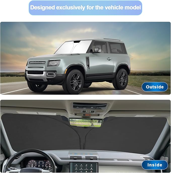 SXCY for 2020-2023 2024 Land Rover Defender Windshield Sunshade 2022-2024 Defender 90 110 130 Accessories 2023 2024 Defender Sun Shade Foldable Sun Shield 2023 2024 Defender Sun Protector