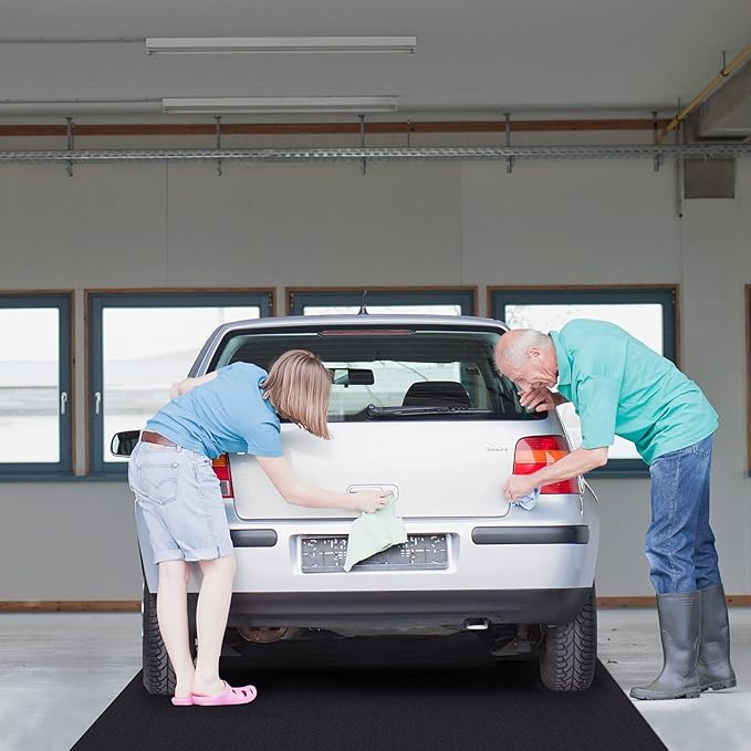 Extra Large 6.6 x 16.4ft Garage Floor Mat- Absorbent/Waterproof Oil Maintenance Mat to Protect Garage Floor Surface- Reusable Oil Spill Mat for Under Car Garage Shop Parking Floor Driveway (Black)