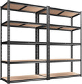 REIBII 2020LBS Storage Shelves 5 Tier Garage Shelving Heavy Duty, Adjustable Metal Shelving Unit, Garage Shelves for Basement Warehouse Pantry, 72" H x 35.55" W x 16" D, Black, 2 Pack