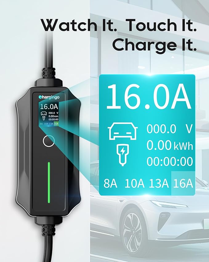 Tesla Charger Level 1-2 EV Charger,120V-240V,16A, NEMA 5-15 & 6-20 Plug,25FT