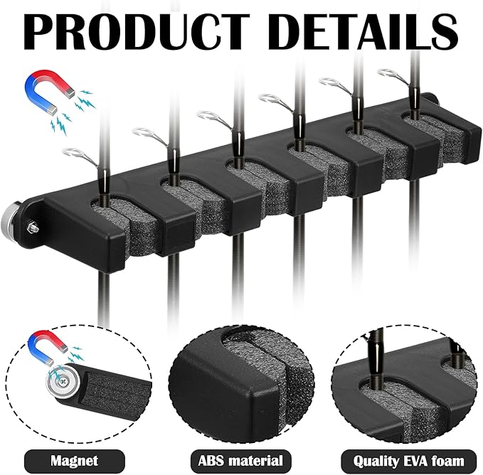 2 Pcs Magnetic Fishing Rod Holder for Car Fishing Pole Rack Vertical Rod Storage Holders for Truck Bed Boat Wall Garage Door
