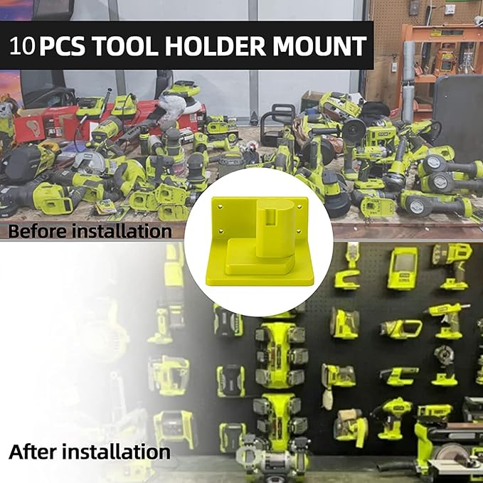 10 Pack Tool Holder Wall Mount Portable Compatible with Ryobi 18V Power Tool Holder Mount Hanger Storage Organizer with Screws Easy Installation for Workshop Garage