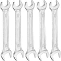 HARFINGTON 5pcs Double Open End Wrench 10mm x 12mm Metric 15 Degree Offset Angle Small Flat Head Wrench Galvanizing Open Ended Spanner for Automotive Repair Furniture Assembly