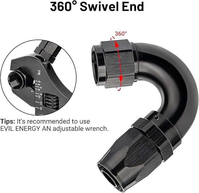 EVIL ENERGY 10AN 150 Degree One Piece Full Flow Hose End Fitting Swivel For CPE Braided Hose