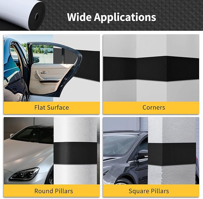 Garage Wall Protector, 2 Roll Garage Car Door Protector Bumper Guard for Car Doors Anti-Collision Waterproof Inflaming Ultra Self Adhesive EVA Foam for Warehouse (2 ROLL: 79" x 8" x 1/4")