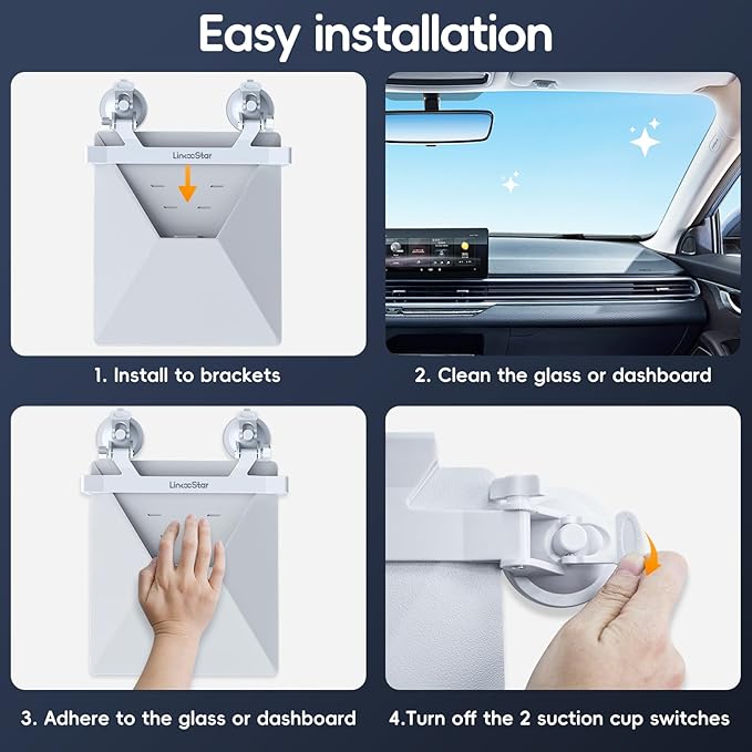 Linkoostar Starlink Mini Suction Cup Mount for Dashboard & Windshield Ensures Stable Satellite Signal, Secure Starlink Mini Car Mount High Strength Suction Base Mounting Kit Suitable for Most Vehicles