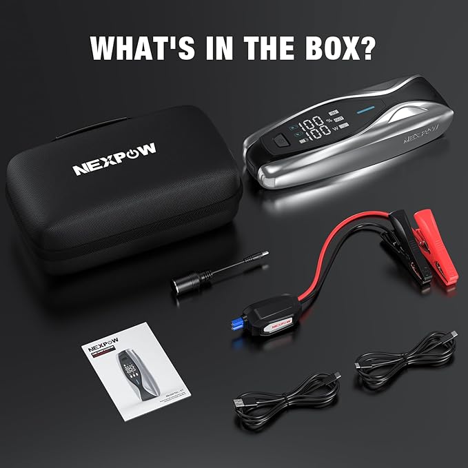 NEXPOW X7 3000A Jump Starter, Car Battery Jump Starter with PD 60W Dual-Way Faster Charging for 12L Gas/10L Diesel Engines, 12V Portable Jump Start Battery Pack, 3.2″ HD Display, IP63 Waterproof