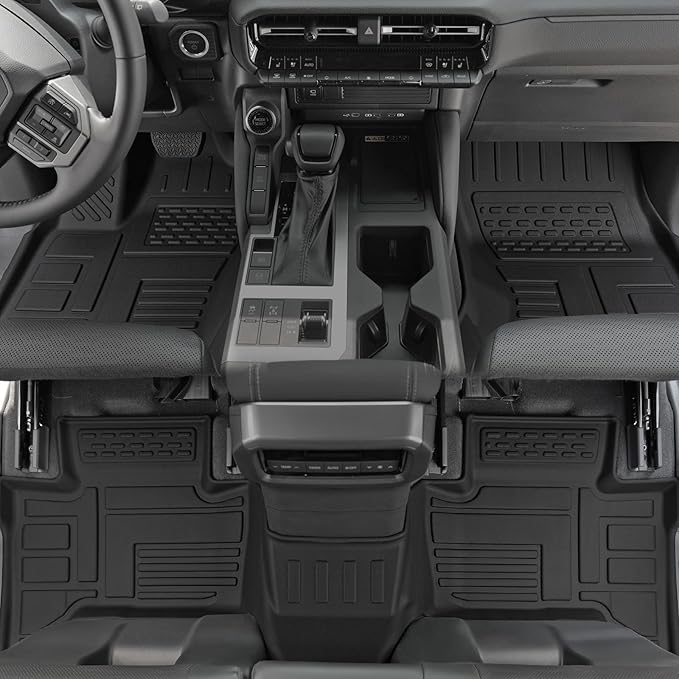 Floor Mats Set for 2024 2025 Toyota Land Cruiser Prado 5 Seats, Full Coverage All Weather Floor Mats Cargo Mat with Backrest Protectors & Door Sill Guards for Land Cruiser Accessories