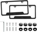 LivTee Carbon Fiber License Plate Frames, 2 Holes Stainless Steel License Plate Covers, 2PCS Car License Plate Holder, Slim Design with Gasket Cover for US Cars, Automotive Exterior Accessories