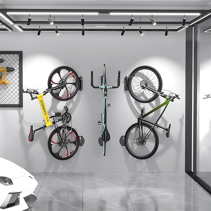 Swivel Bike Wall Mount [2 Pack], 150° Swivel Vertical Bike Rack Wall Hanger Holds up to 66lbs for Mountain/Road/Hybrid Bikes, Bike Hangers, Bicycle Storage Rack for Garage