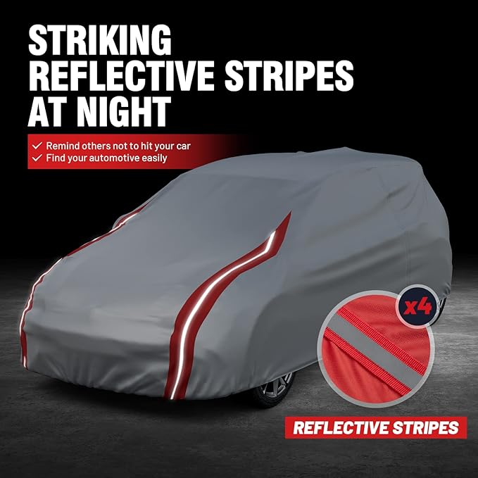 Favoto SUV Car Cover Waterproof - Custom Fit for Jeep Grand Cherokee (1992-2021) All Weather for Automobiles Outdoor with Reflective Stripe Snow Sun Dust UV Protection Full Exterior Cover