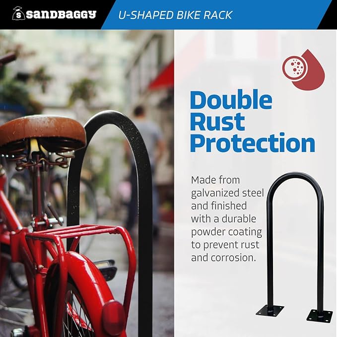 Sandbaggy U Shaped Bike Rack - Outdoor, Commercial - Galvanized Steel - Surface/Ground Mounted (5, White)