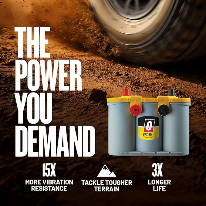 OPTIMA Batteries High Performance D34/78 YellowTop Dual Purpose Sealed AGM Car, Truck and SUV Battery, 750 CCA, Dual Terminal, Maintenance Free, Versitile Mounting