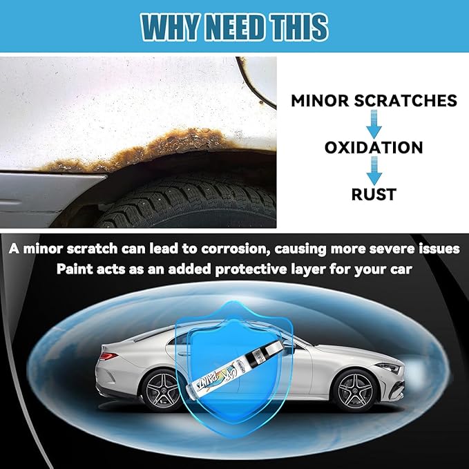 White Car Paint Touch Up, Car Scratch Repair Pen, Color Accurate Automotive Paint with Varnish Clear Coat Pen Quick and Easy Fix Vehicles Chip Rim Scuff Repair