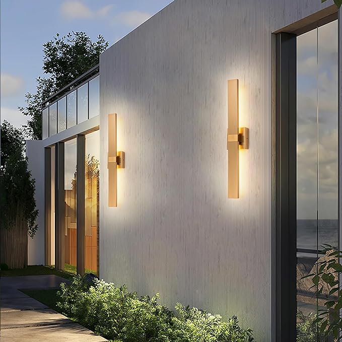 Modern LED Outdoor Wall Sconce 27.2" Gold Outdoor Wall Lights Exterior, Outdoor Light Fixtures Wall Mount on House, Garage, Porch, Patio, Front Door etc
