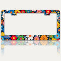 Colorful Flowers Print License Plate Frame Beautiful Floral License Plate Holders Funny Stainless Steel Auto Accessory Bracket 2 Hole with Screws Universal Us Car License Plate Frames 6x12 Inch