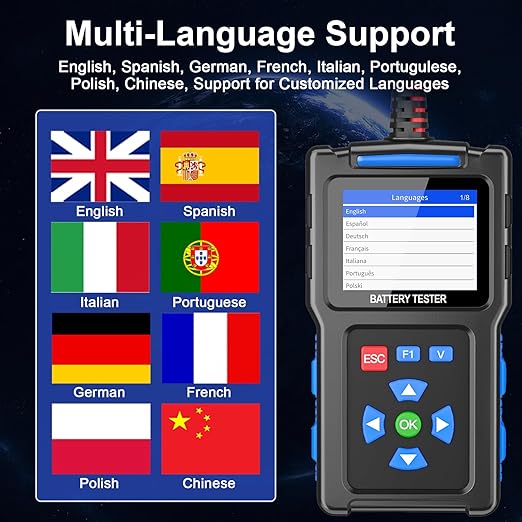 Car Battery Tester 12V 24V, Topdiag BT300 Auto Battery Load Tester, 20-2000 CCA, Automotive Alternator Tester, Charging Cranking System Battery Analyzer for Car Truck Motorcycle
