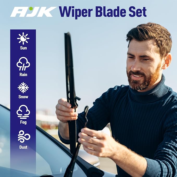 AJK Wiper Blades for Mazda CX-5 2013 2014 2015 2016, 2 Piece All Weather OEM Quality Automotive Replacement Windshield Wiper Blades for My Car