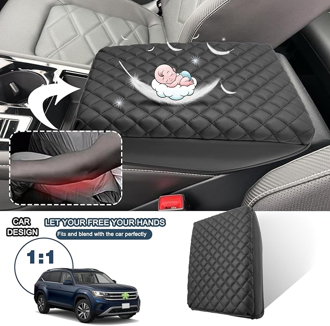 Ruiya 2025 Atlas Armrest Cover for VW Atlas 2025 Accessories Soft Comfy Thicken Center Console Cover Compatible with 2024 2025 Volkswagen VW Atlas/Atlas Cross Sport