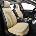 Universal Leather Car Seat Covers Full Set, Car Seat Cushion Covers Protector for Cars SUV Pick-up Truck Van Interior Accessories(Beige)