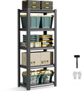 JHYKHG 63" H Storage Shelves,5-Tier Heavy Duty Garage Shelving,Adjustable Shelving Unit,Metal Shelf,Boltless Assembly Rack for Warehouse,Shed,2,500 lb Load,16 x 24 x 63 Inches,Black