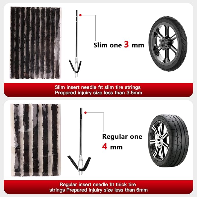SUNSOUL Portable Tire Repair Kit with Plugs, Heavy Duty Tire Plug Kit, 40PCS Flat Tire Emergency Repair Tool for Car, Motorcycle, Truck, ATV, UTV, RV, Tractor