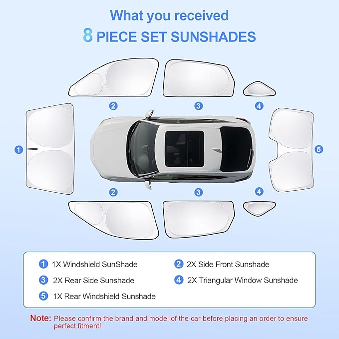 8pcs Car Window Shades for Honda Civic2022-Present Accessories,Windshield Side Rear Full Sunshade,Sun Visor UV Blocking, Privacy Protection and Blackout for Camping Outdoor(Not Hatchback)