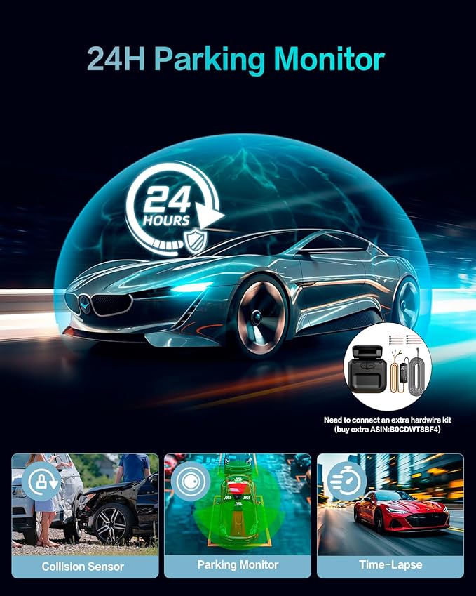 AI Dash Cam Front Rear Inside, 4 Channel 3k+1080P*3 Dashcam with Smart Driving Monitor System, 360° View Car Cameras 5GHz Wi-Fi GPS, Camera for Car Night Vision 128GB SD Card, 24H Parking Mode N700Pro