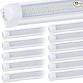 12 Pack,Led Shop Lights, 8FT Led Shop Light,100W 6000K 15000LM Clear White,Led Shop Light 8FT 110V Linkable Integrated Flat-Shape for Shop Garage,Warehouse,