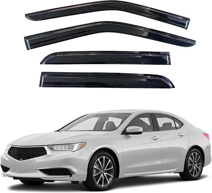 KPY Window Visor Compatible with Acura TLX 2015-2020, 4PC Rain Guard Side Window Vent Deflectors Tape-On Mugen Style, 2015 2016 2017 2018 2019 2020