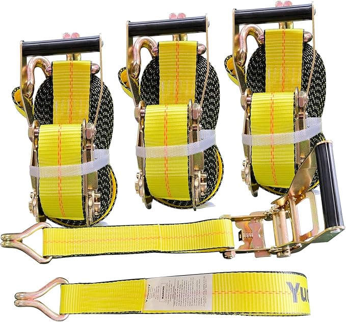 Ratchet Straps Heavy Duty (4PK) 2" x 30' x 10000 lbs J Hook Tie Down Strap Ratcheting for Truck, ATV, UTV and Trailer