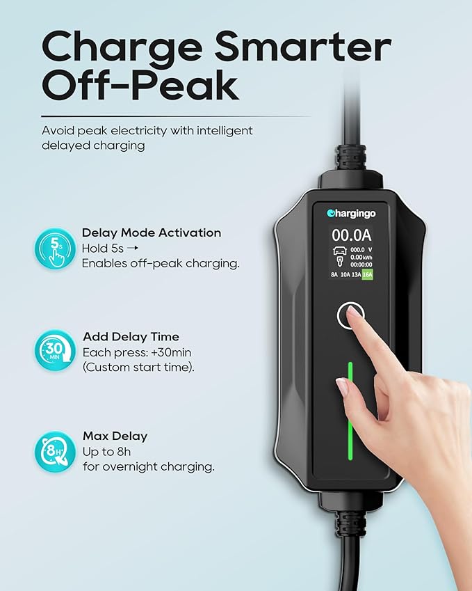 2025 Upgraded Level 1-2 Portable EV Charger,110V-240V,16Amp,NEMA 5-15 & 6-20 Plug,25 Ft EV Charging Cable, Electric Car Charger for SAE J1772 Evs/PHEVs, EV Charging Cord