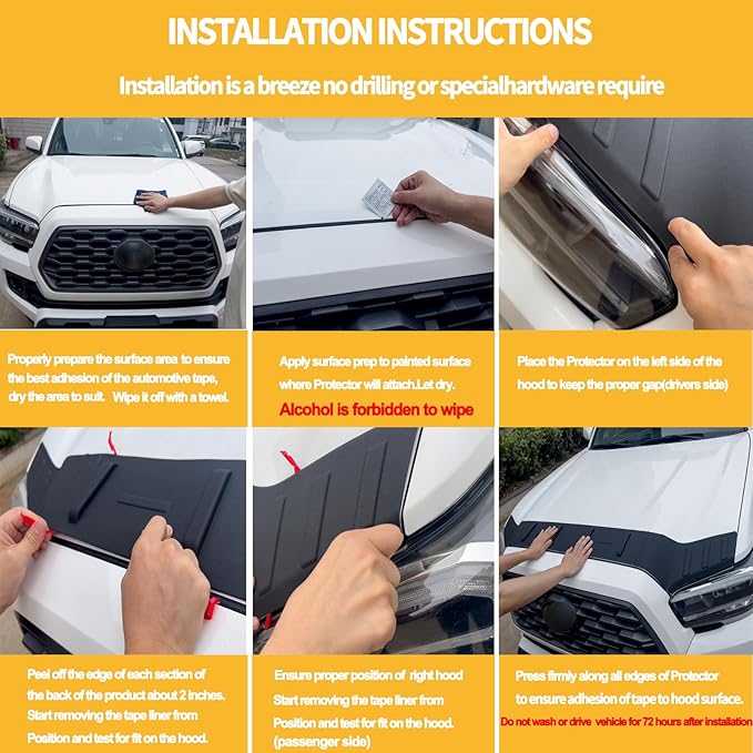 Hood Protector | Tailored for 2016-2023 Toyota Tacoma |Low Profile Deflector/Bug Shield/Bug Deflector Hood Shield Tacoma Accessories