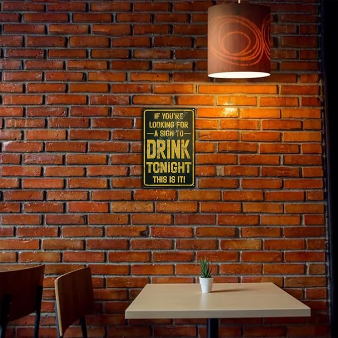 "Sign to Drink Tonight" Funny Bar Sign or Man Cave Decor | 12x8″ Durable Vintage Metal Beer Signs Wall Decorations for Home Bar/Basement/Garage/Mancave, 2483
