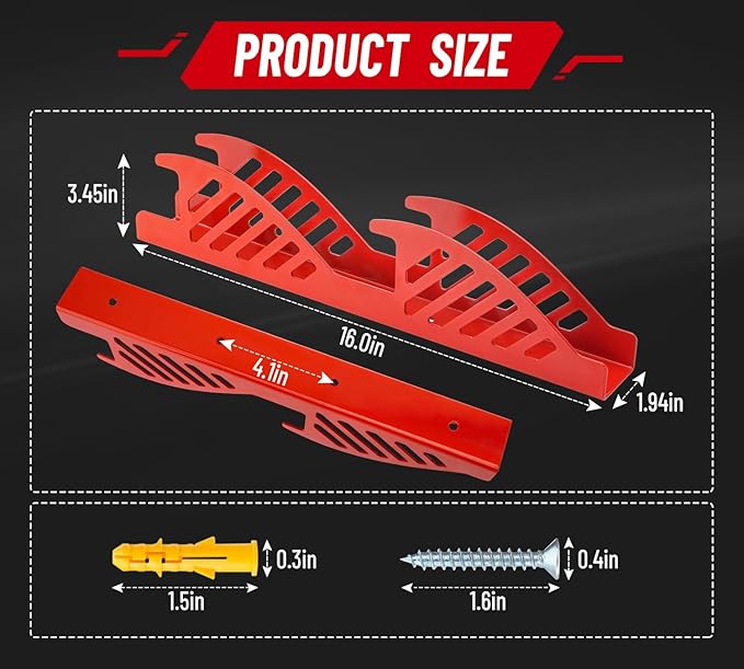Jack Stand Wall Mount Organizer: Jack Stands Holder Storage Rack Mount - Fit for 2 & 3 Ton Jack Stand (2 Pack - Red)