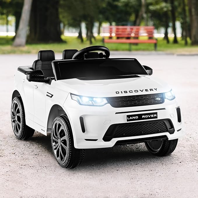 Costzon 12V Kids Ride On Car, Licensed Land Rover Electric Vehicle w/Remote Control, Lockable Doors, Slow Start System, LED Lights & Speed Switch Sound, Music & Horn, MP3 & USB (White)