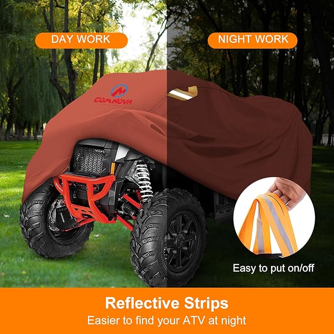 Comnova ATV Cover for 4 Wheelers - 88 Inch ATV Covers 600D Waterproof & Heavy Duty, Outdoor Four Wheeler Quad Cover All Weather Large for Polaris, Kawasaki, Arctic Cat, Honda, Yamaha and More