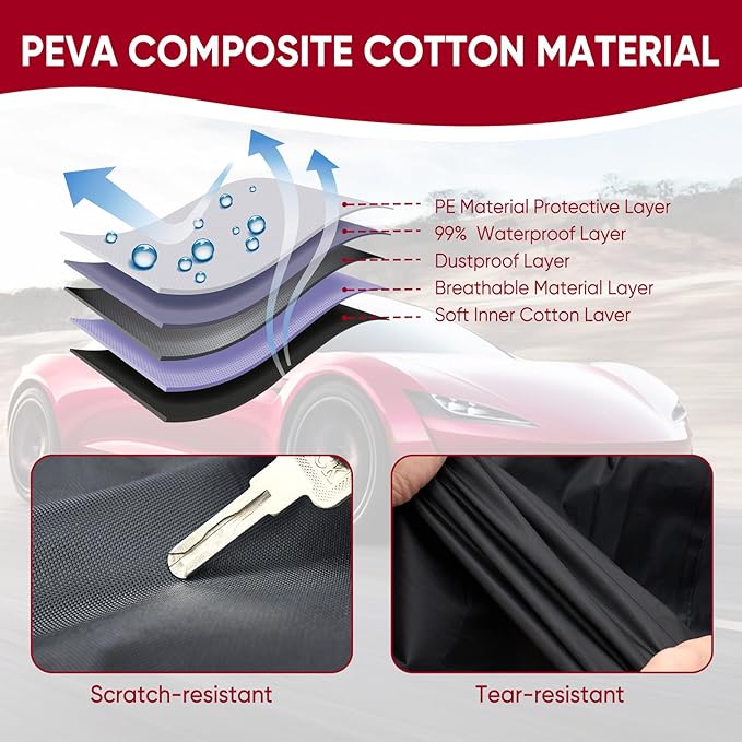NEVERLAND Car Cover - Car Cover Waterproof All Weather Snowproof UV Protection Windproof Full Car Covers with Side Door Zipper,Reflective Strips,Storage Bag Full Exterior Covers for Sedan L(177"-183")