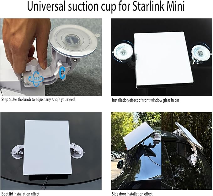 Starlink Mini Mount,Suction Cup for Starlink Mini,360-Degree Rotation,Compact and Portable,Suitable for Interior and Exterior Glass,Car Roof Mount,RV,Boat,Airplane and More